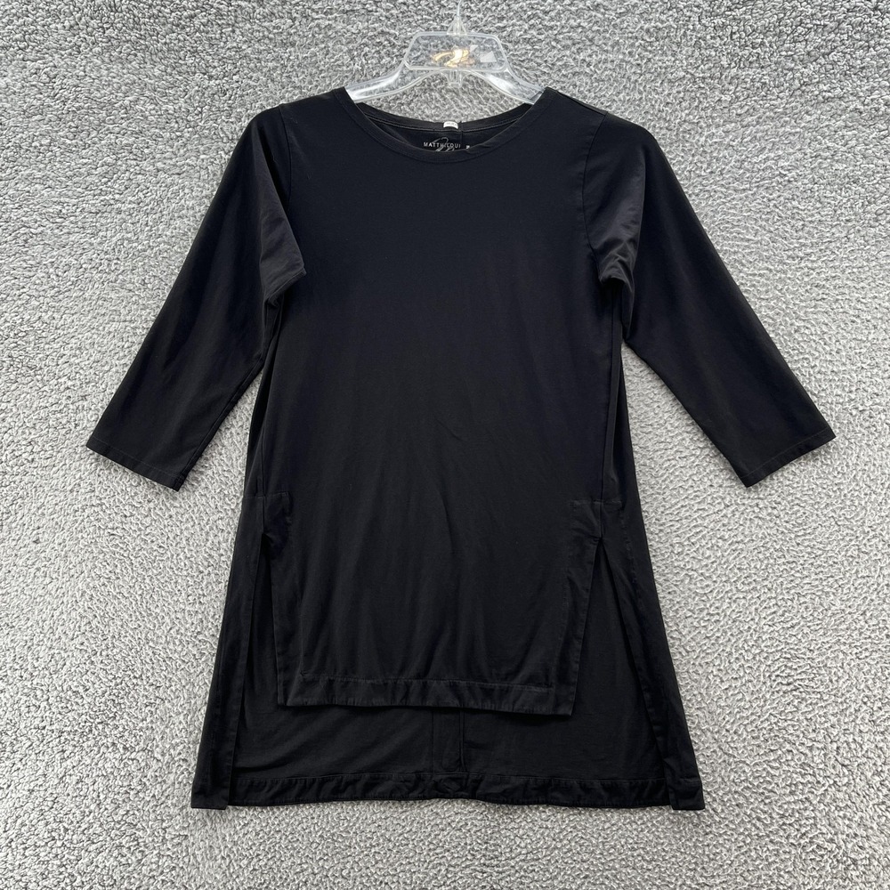 Matthildur Top Womens Medium Black Pima Cotton Lagenlook Art Tunic